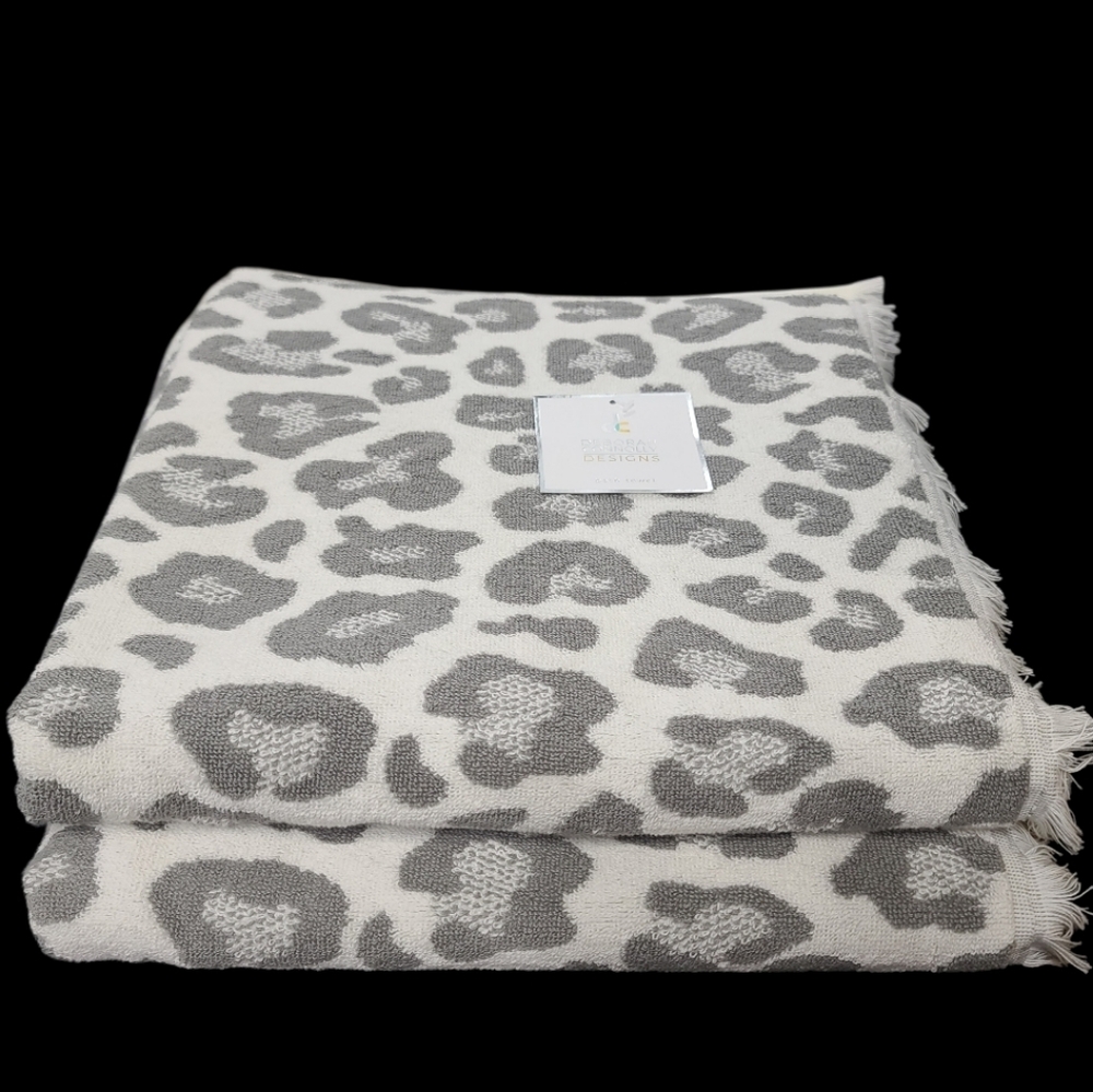 6pc Leopard Cheetah Animal Print Bath Hand Washcloth Towel Set Deborah Connolly - Picture 5 of 7